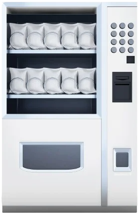 White vending machine with snack bags.